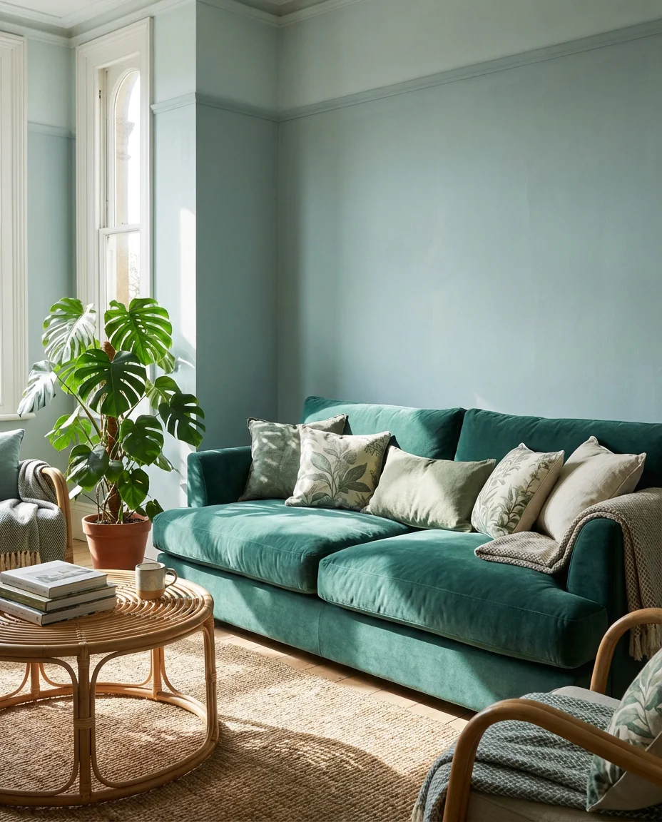 Green and Blue Botanical Living Room 1