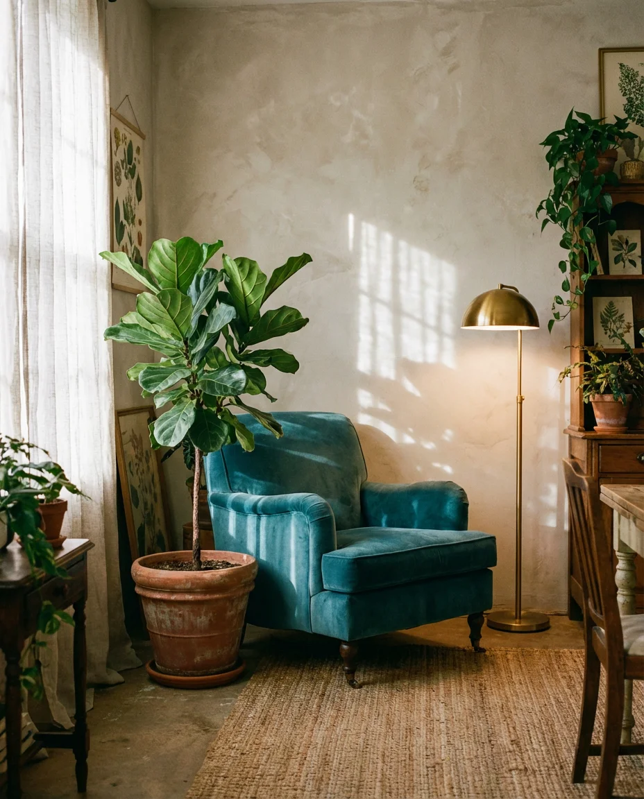 Green and Blue Botanical Living Room 2
