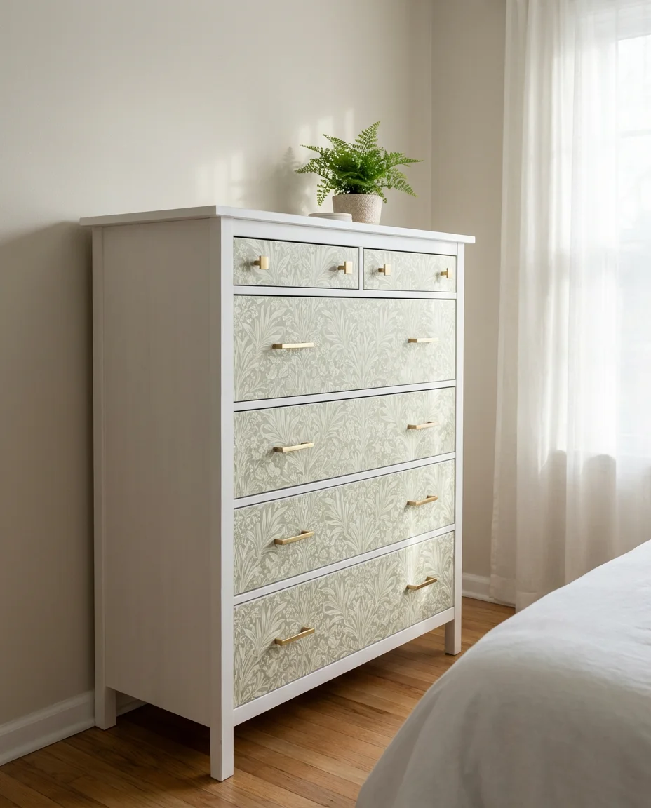 IKEA MALM Upgrade with Wallpaper Drawer Inserts 1