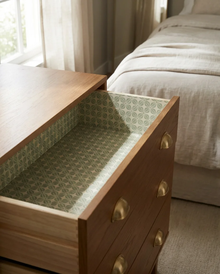 IKEA MALM Upgrade with Wallpaper Drawer Inserts 2