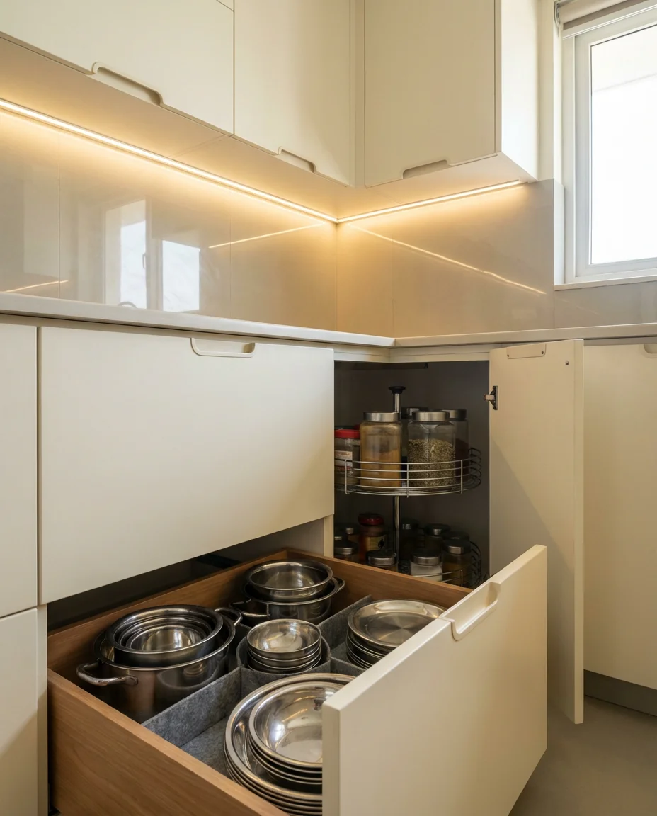 Indian Kitchen Design With Modern Storage 2