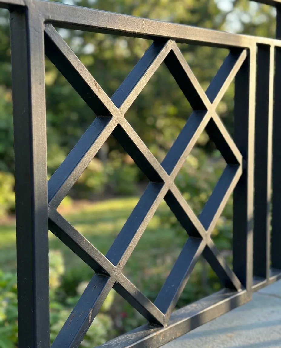 Iron Railing with Geometric Panels 2