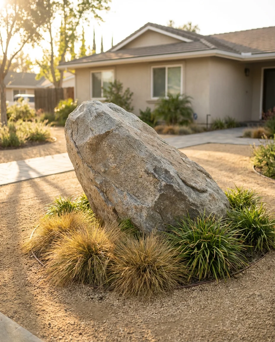 Large Natural Boulder Feature as a Front Yard Focal Point 1