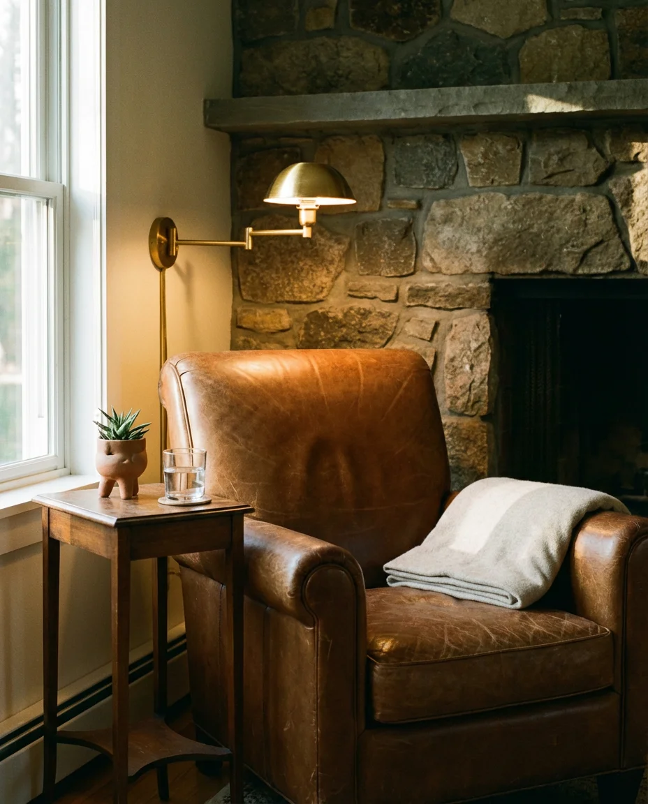 Living Room Reading Nook Beside the Fireplace 2