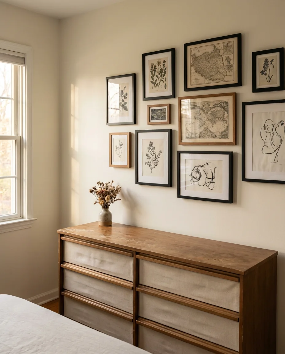 Long Low Dresser with Gallery Wall Above 1