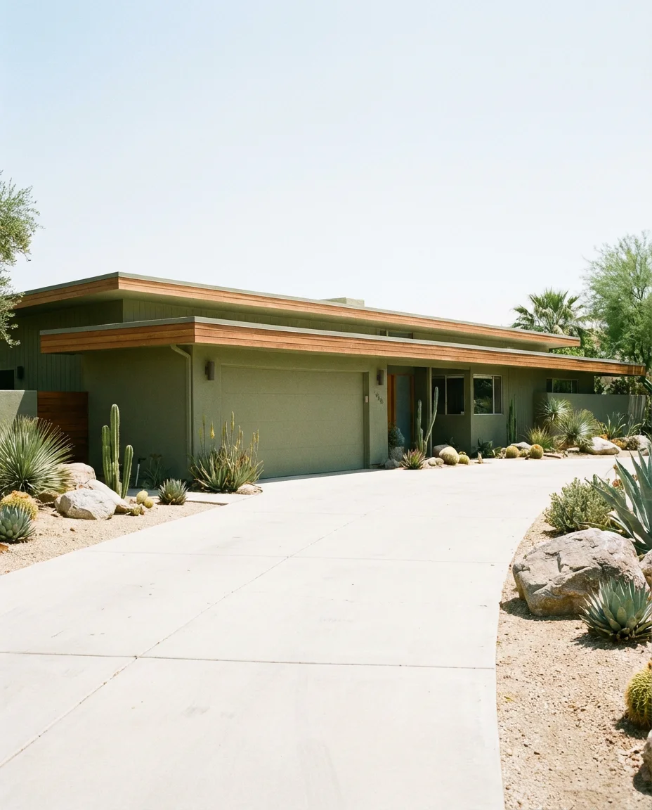 Mid Century Modern Olive and Wood 1