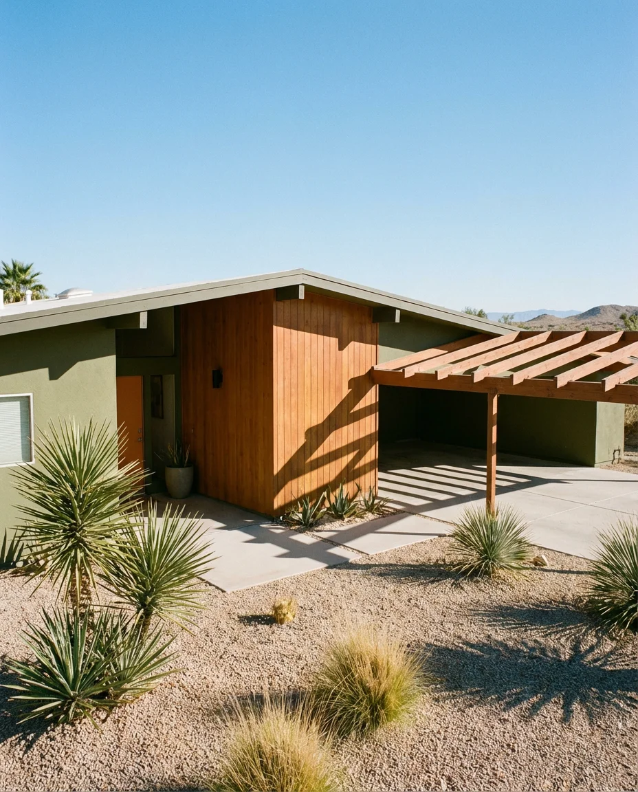 Mid Century Modern Olive and Wood 2