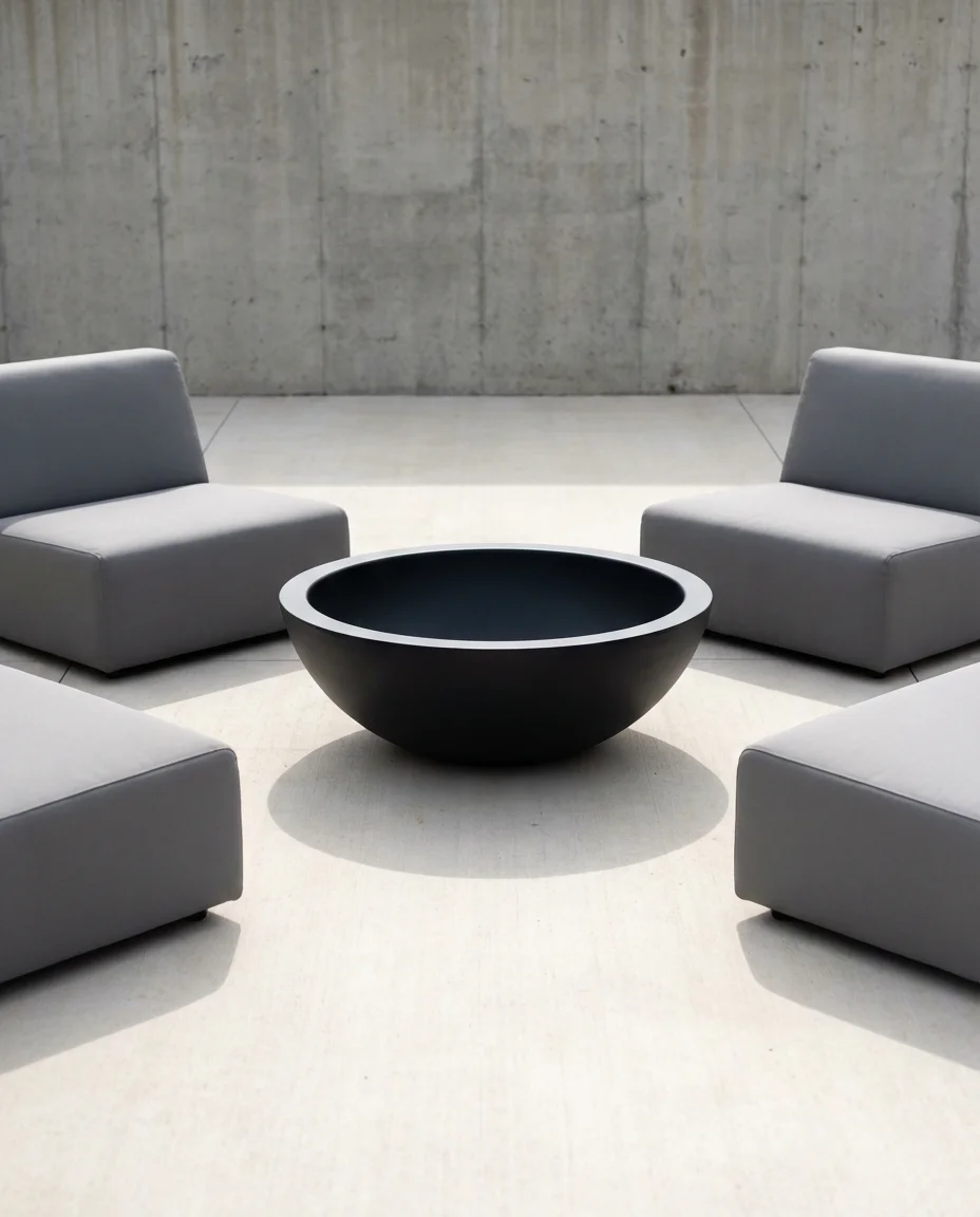 Minimalist Backyard Fire Pit with Black Steel Bowl 1