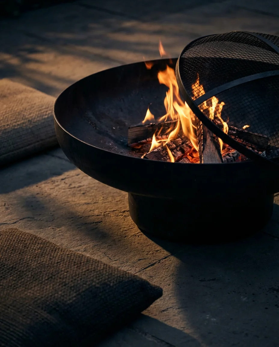 Minimalist Backyard Fire Pit with Black Steel Bowl 2
