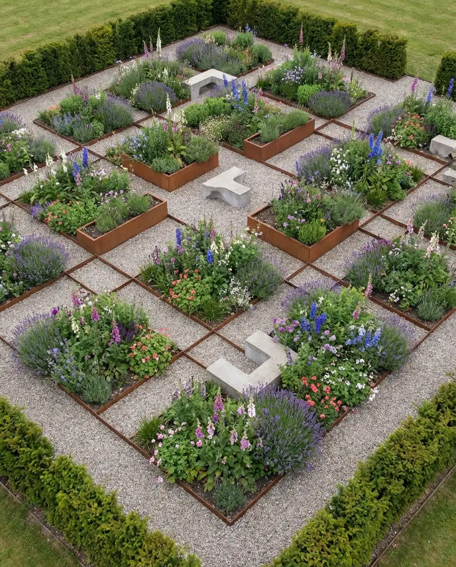 Modern Cottage Garden with Clean-Edged Beds 2