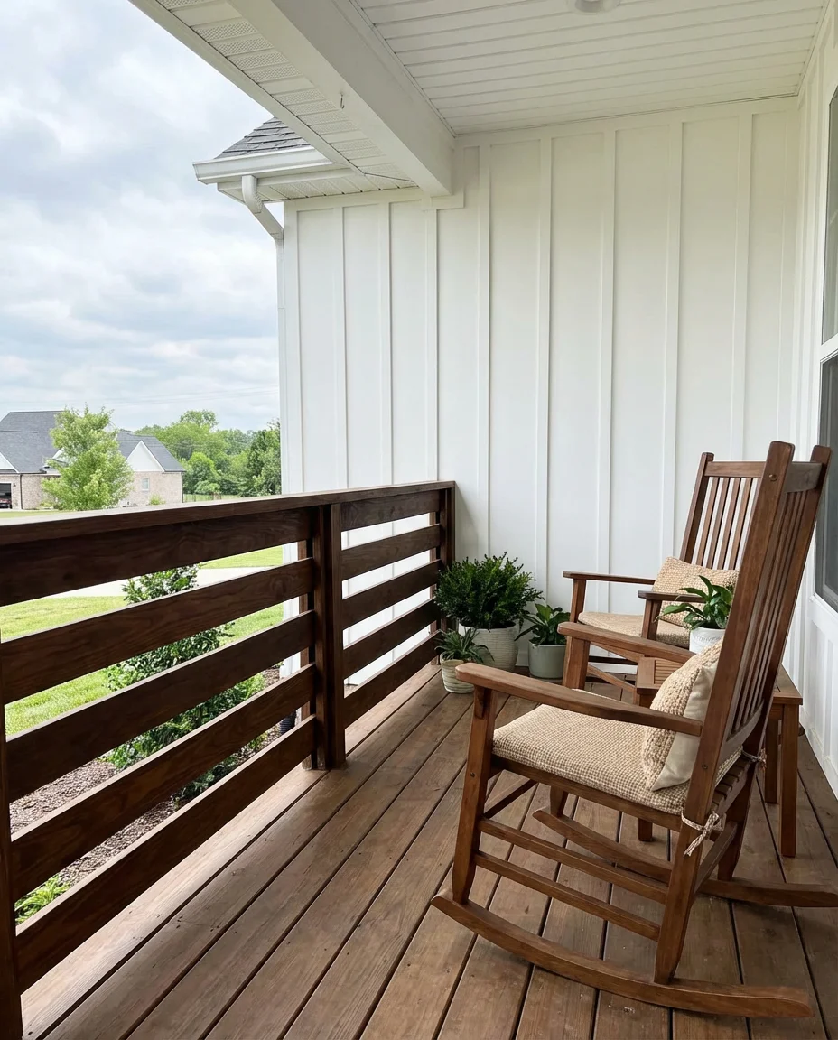 Modern Farmhouse Horizontal Wood Railing 1