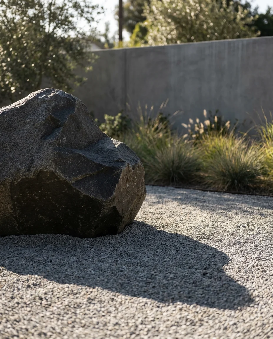 Modern Front Yard Rock Garden with Ornamental Boulders 2