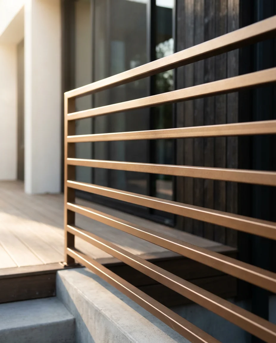 Modern Horizontal Steel Railing on a Contemporary Home 2