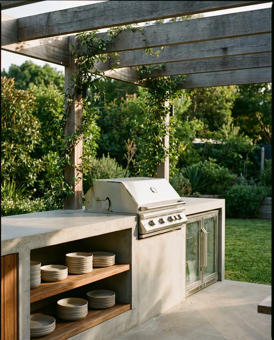 Modern Outdoor Kitchen with Pergola 1