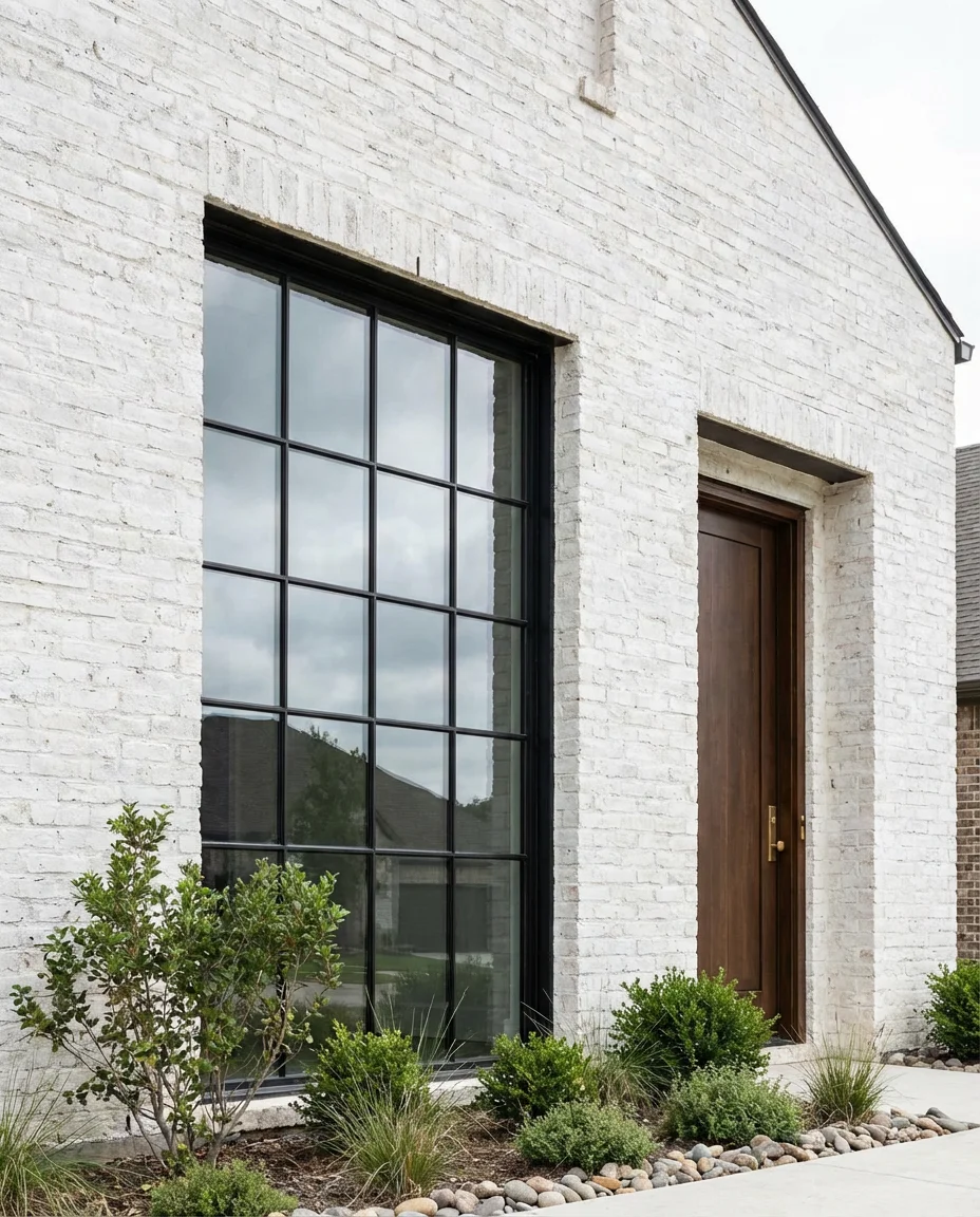 Modern Ranch Exterior with Flat Roof and Stucco Panels 1