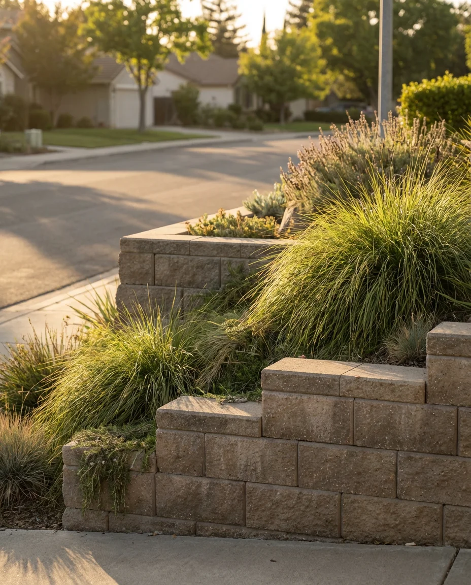 Modern Retaining Wall with Tiered Planting 1