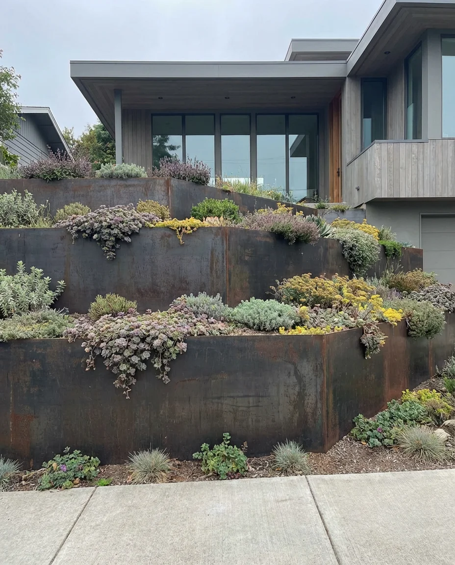 Modern Retaining Wall with Tiered-Planting 2