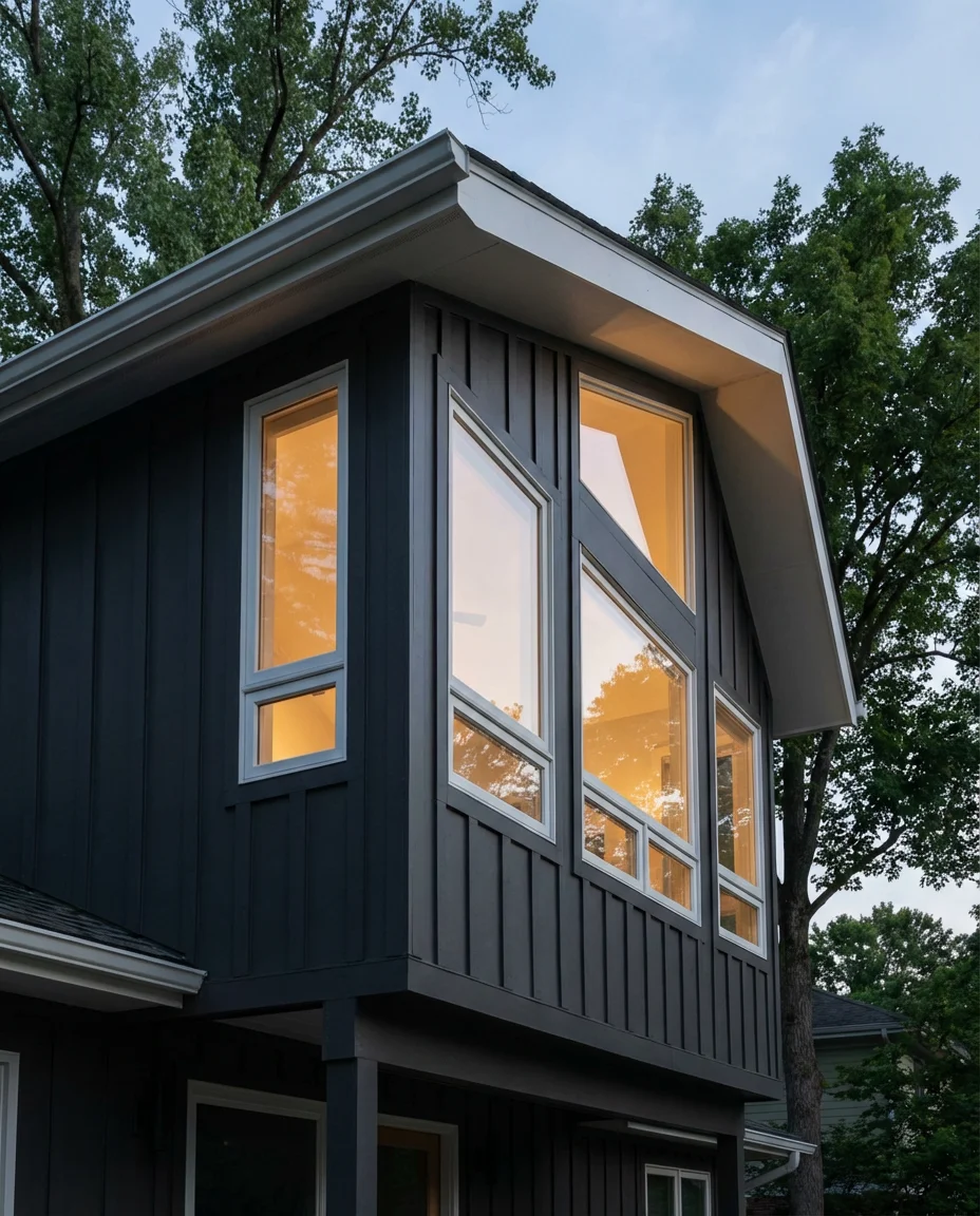 Modern White Windows Against Dark Siding 2