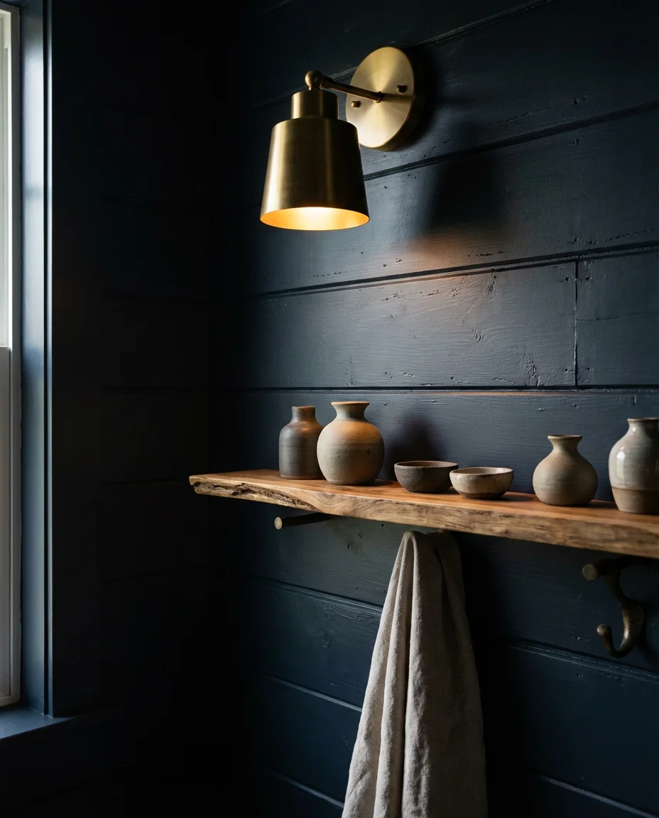 Moody Dark Walls With Warm Wood Accents 2