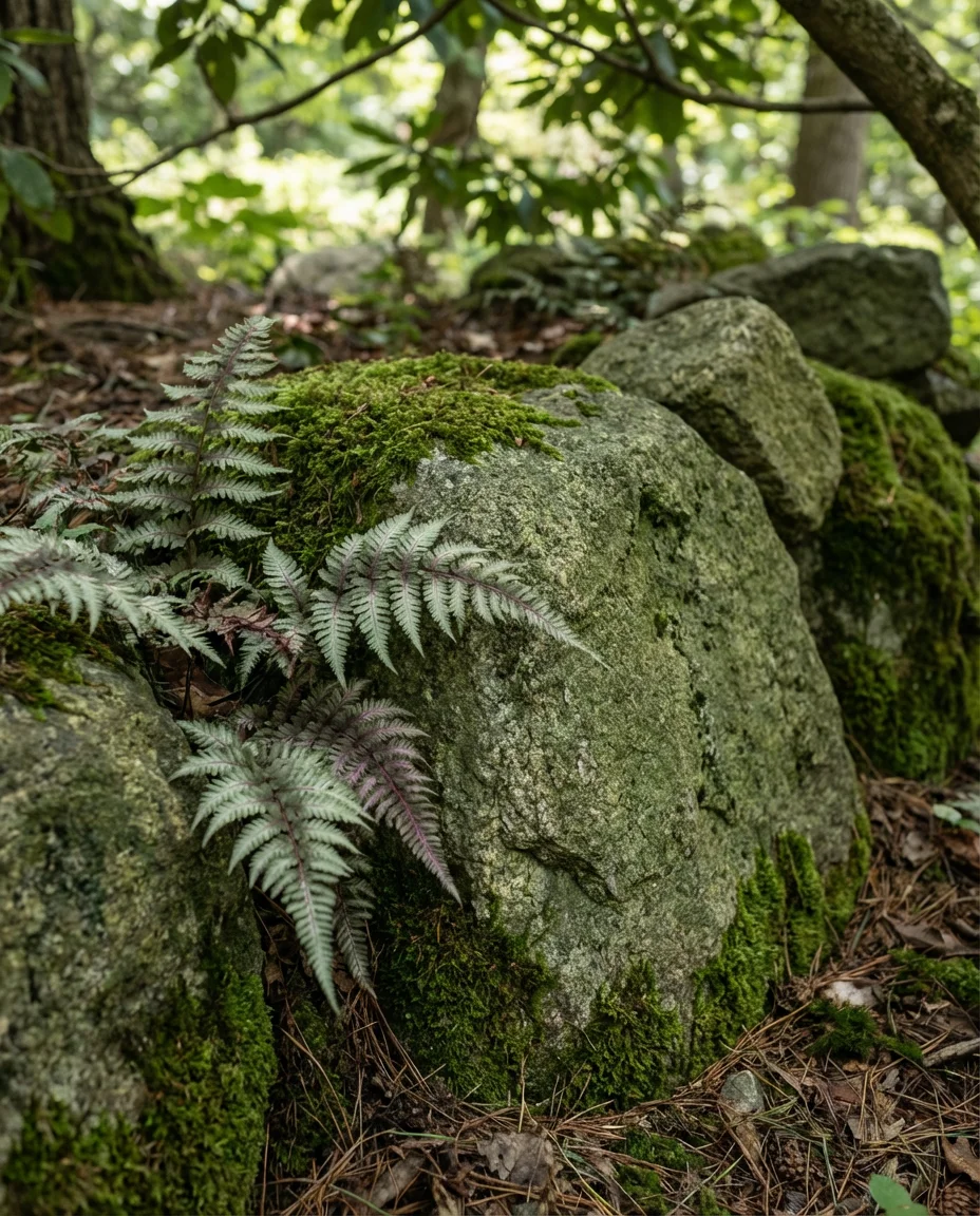 Natural Rock Garden with Moss and Woodland Ferns 2