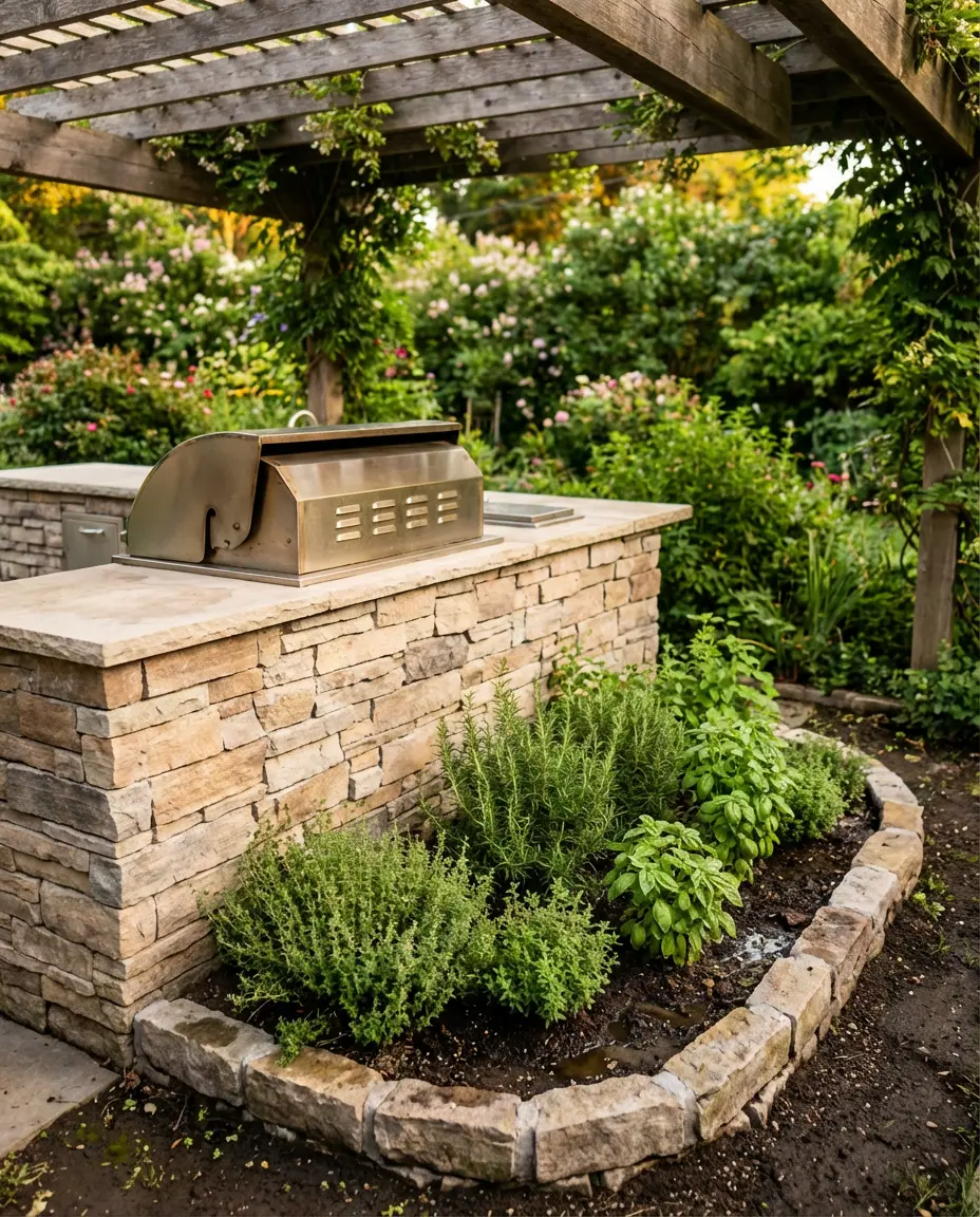 Outdoor Kitchen Herb Bed 1