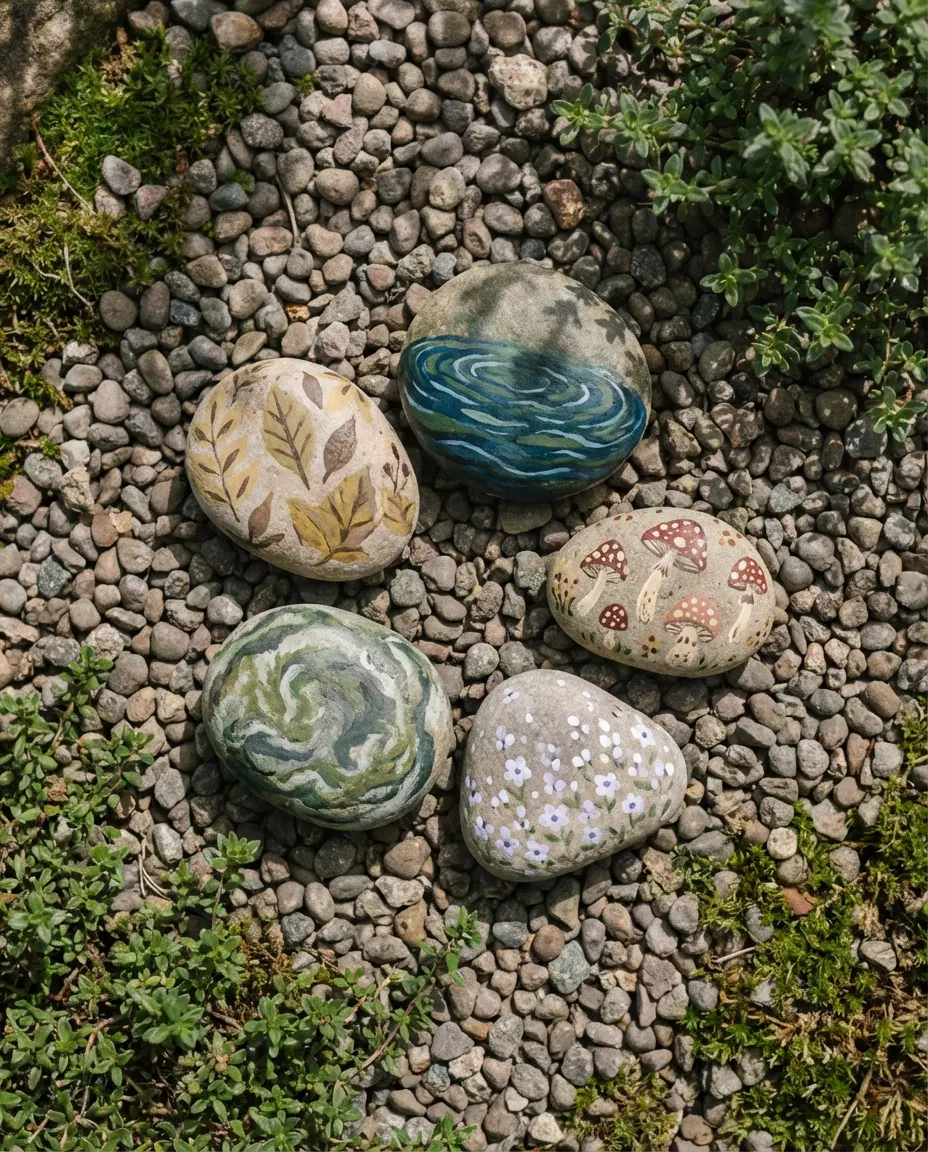 Painted Rock Garden Accents for a Playful Backyard 2