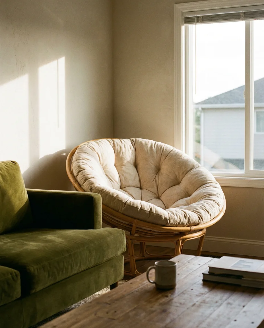 Papasan Chair in Living Room Decor Ideas 1