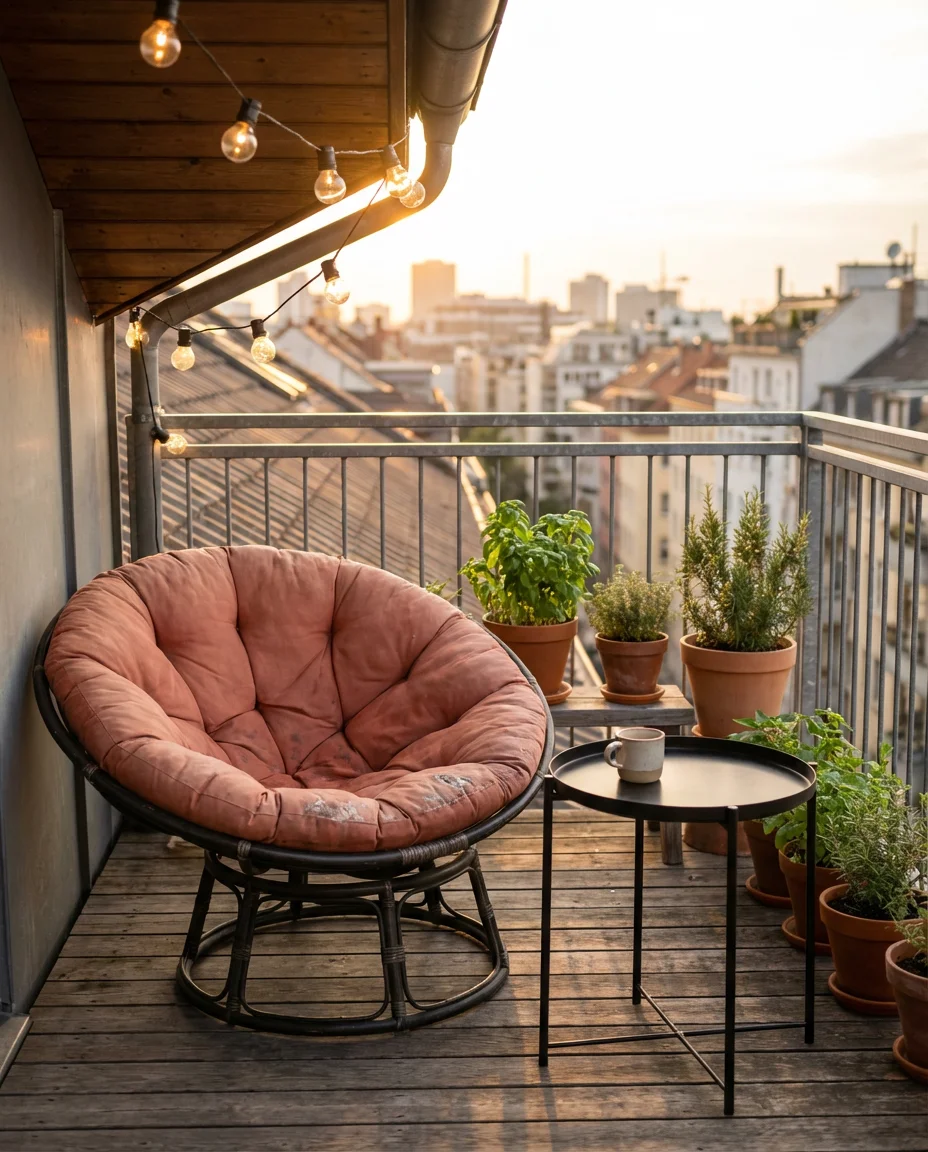 Papasan Chair on the Balcony 1
