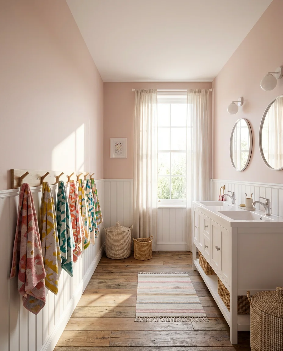 Pastel Pink Kids' Bathroom 2