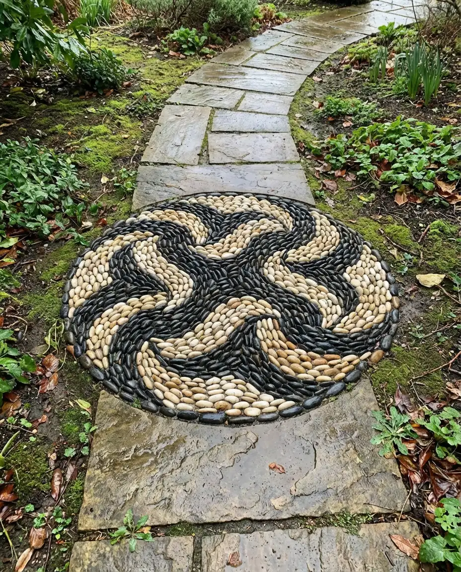 Pebble Mosaic Patio Accent 1
