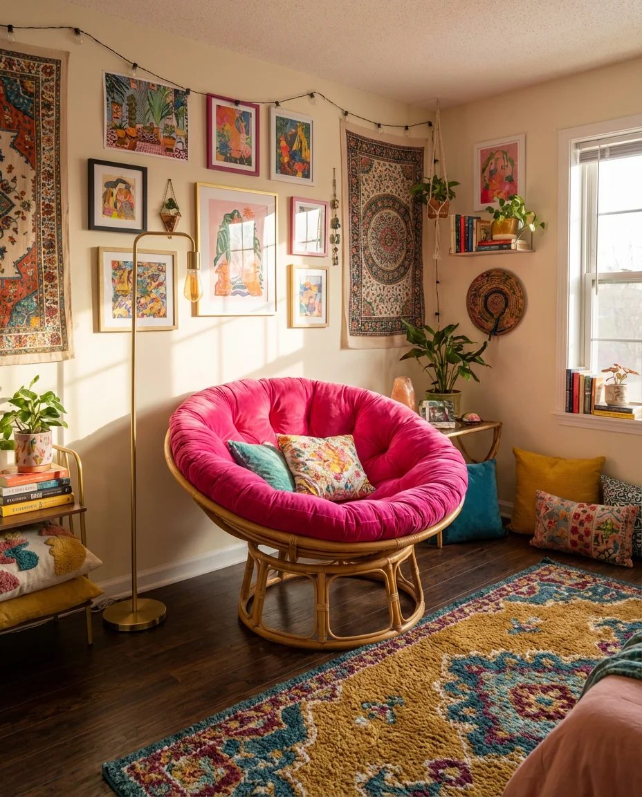 Pink Papasan Chair for Playful and Feminine Spaces 1