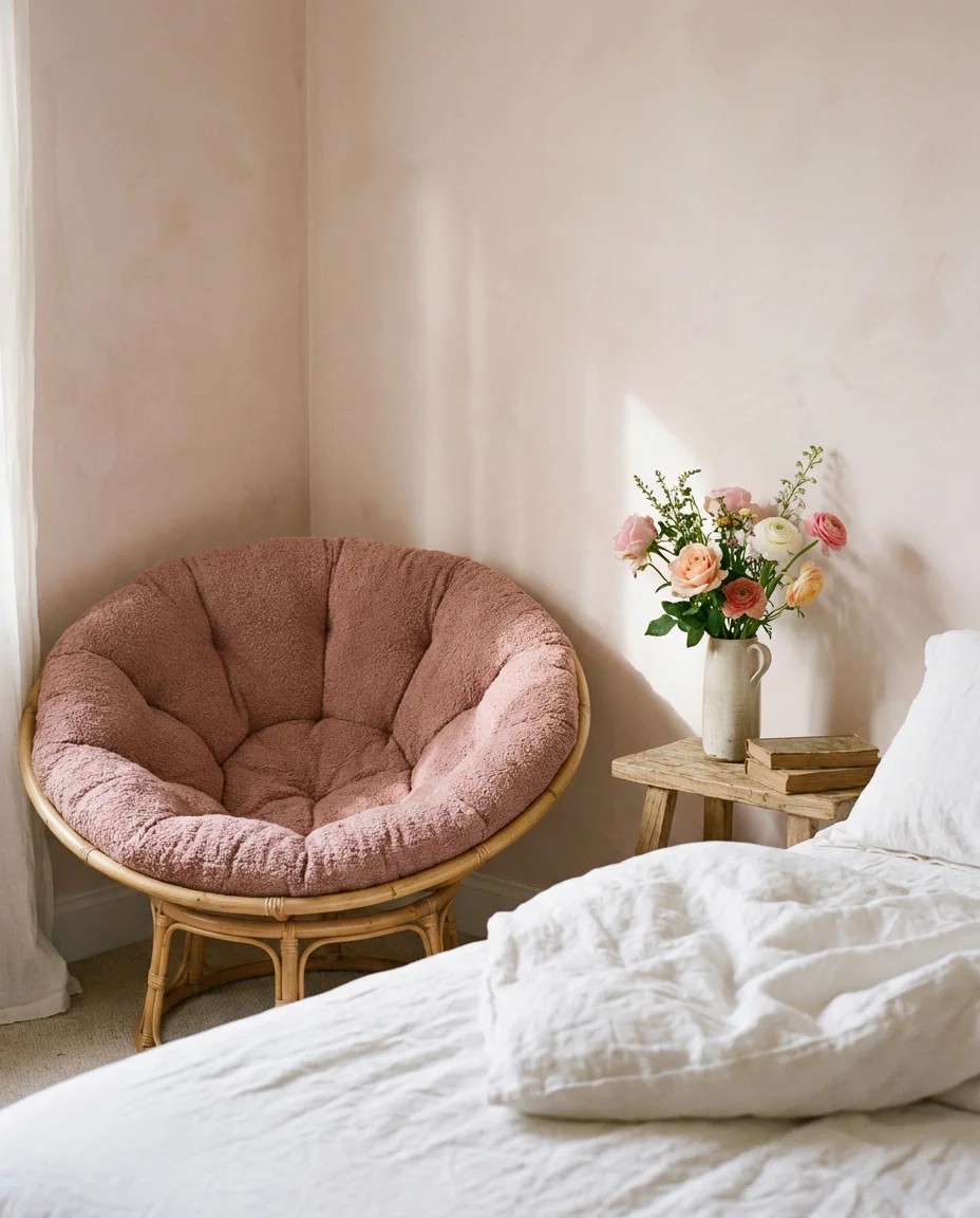 Pink Papasan Chair for Playful and Feminine Spaces 2