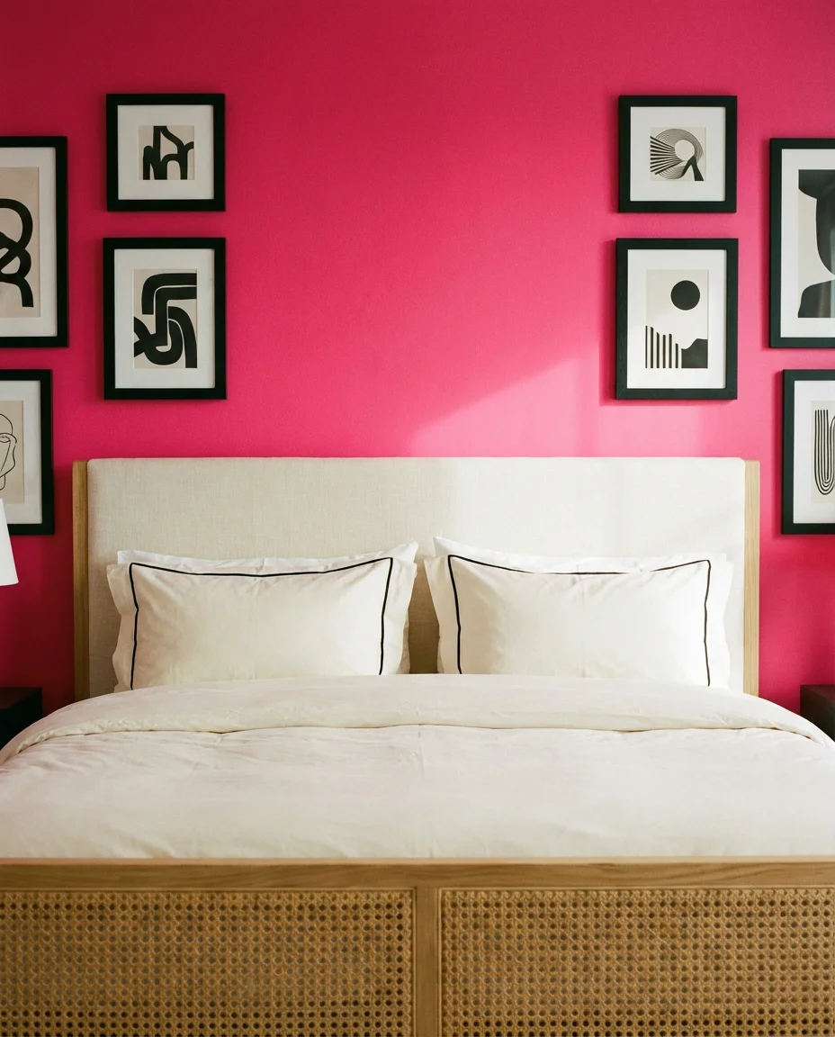 Pink and Black Bold Contrast Bedroom 1
