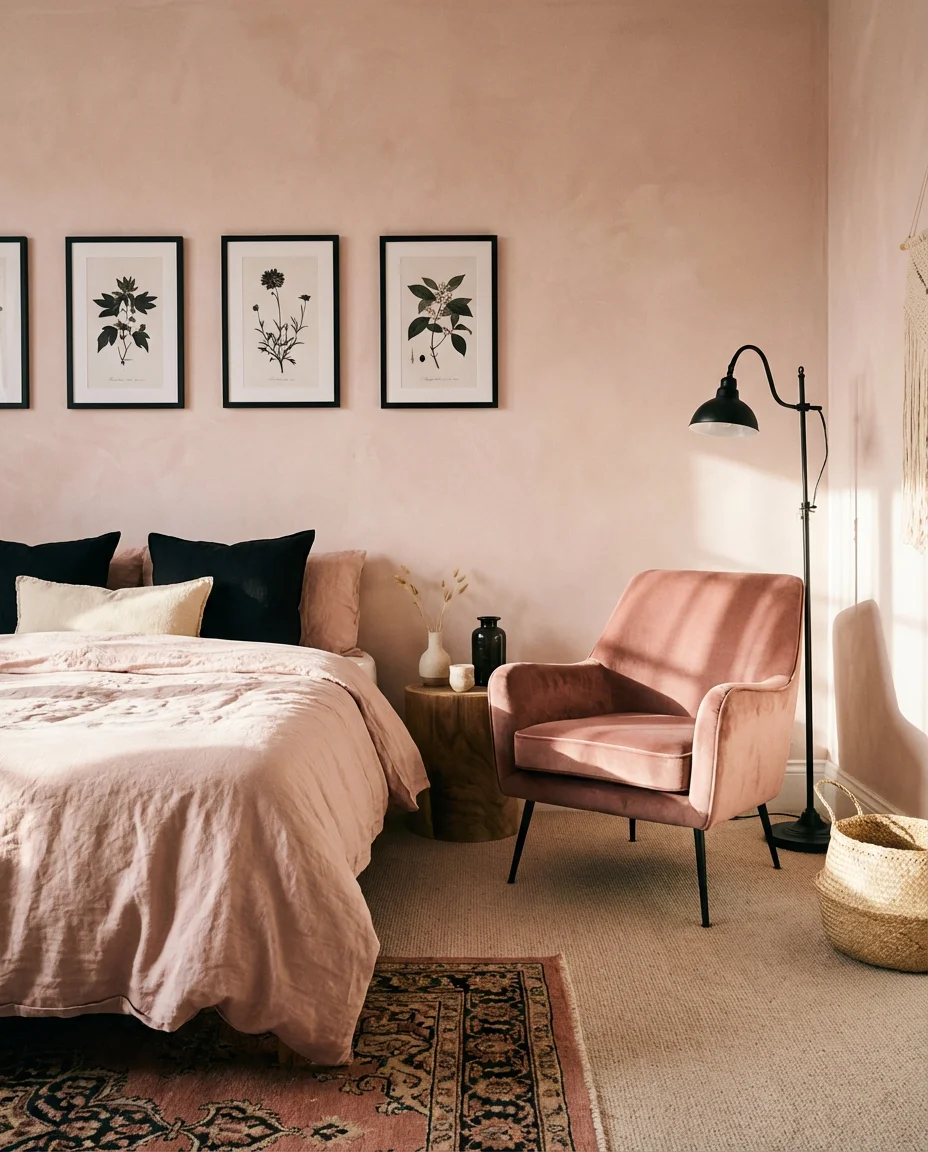 Pink and Black Bold Contrast Bedroom 2