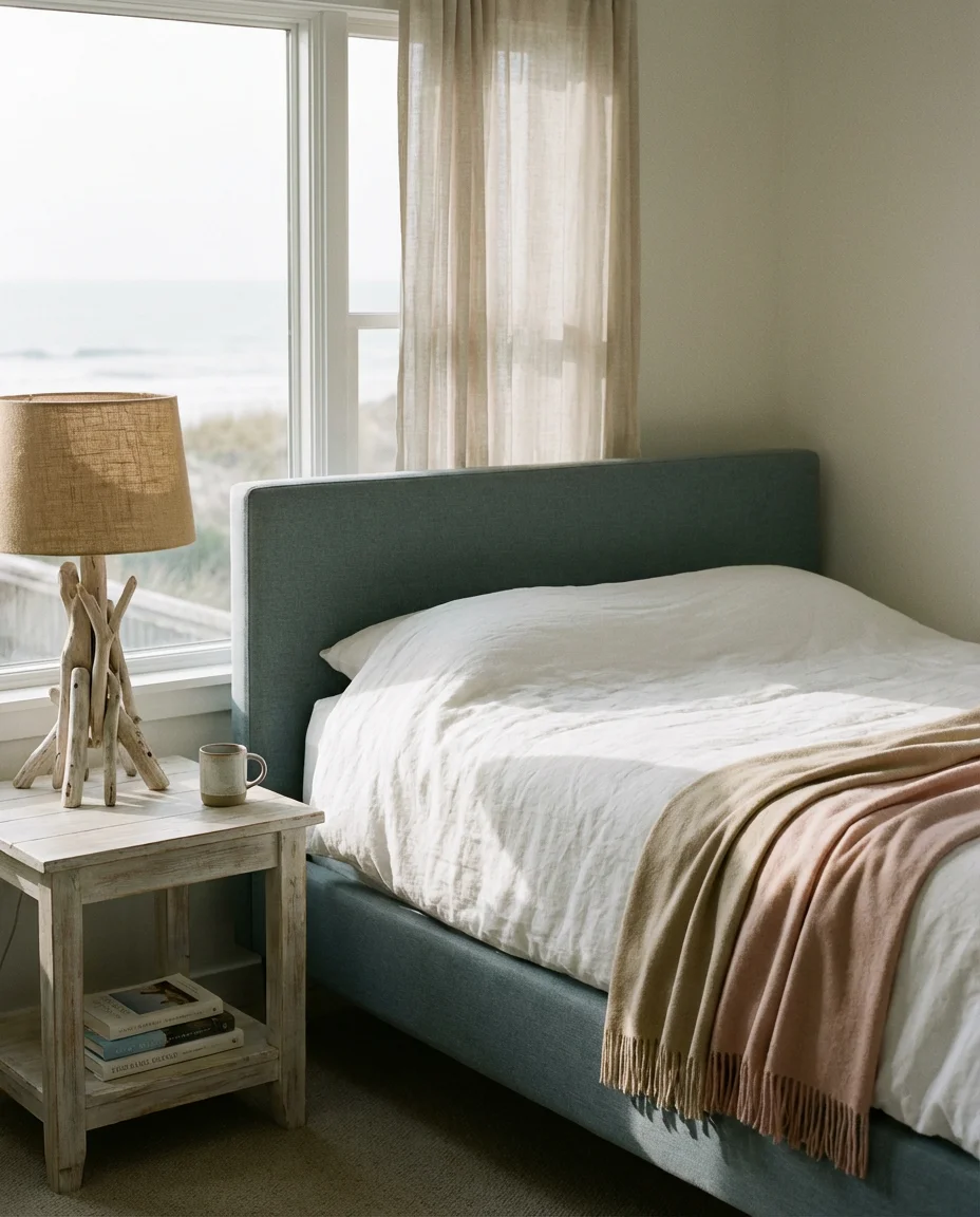 Pink and Grey Blue Soft Coastal Bedroom 2