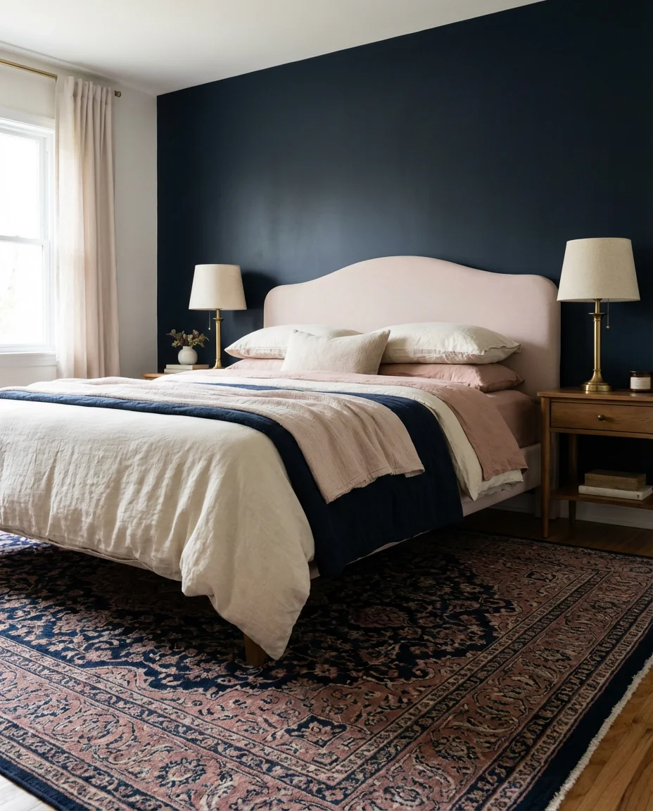 Pink and Navy Blue Regal Bedroom 2