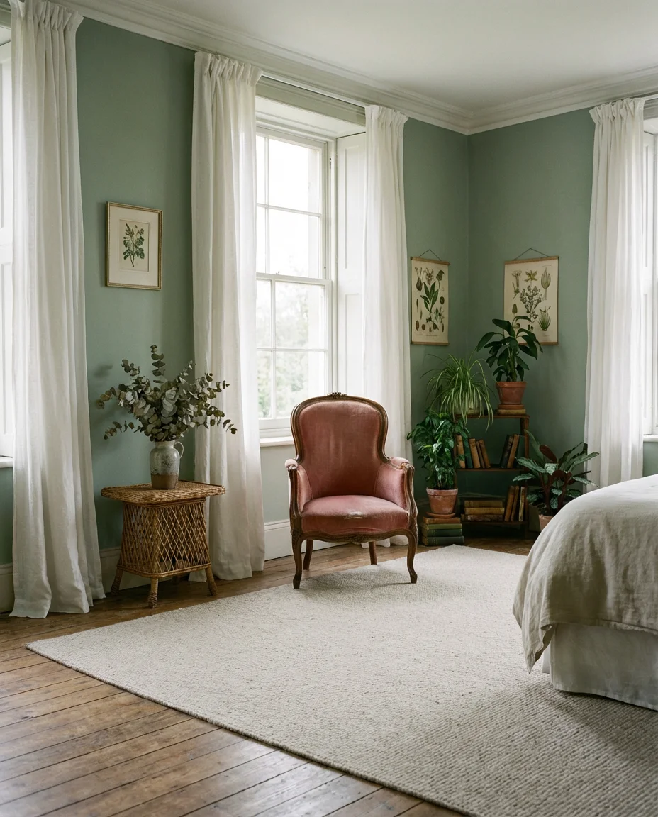 Pink and Sage Green Nature Inspired Room 2