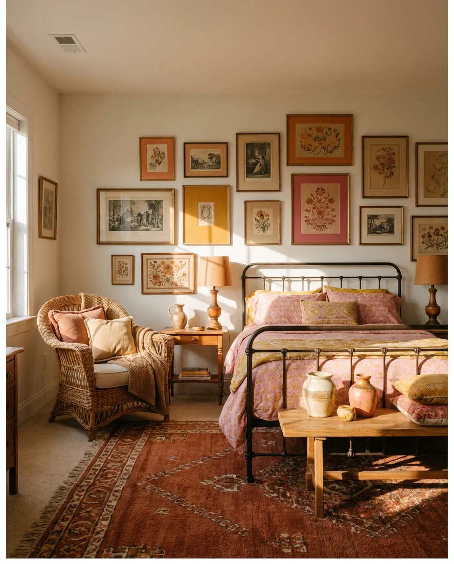 Pink and Yellow Sunny Eclectic Bedroom 2