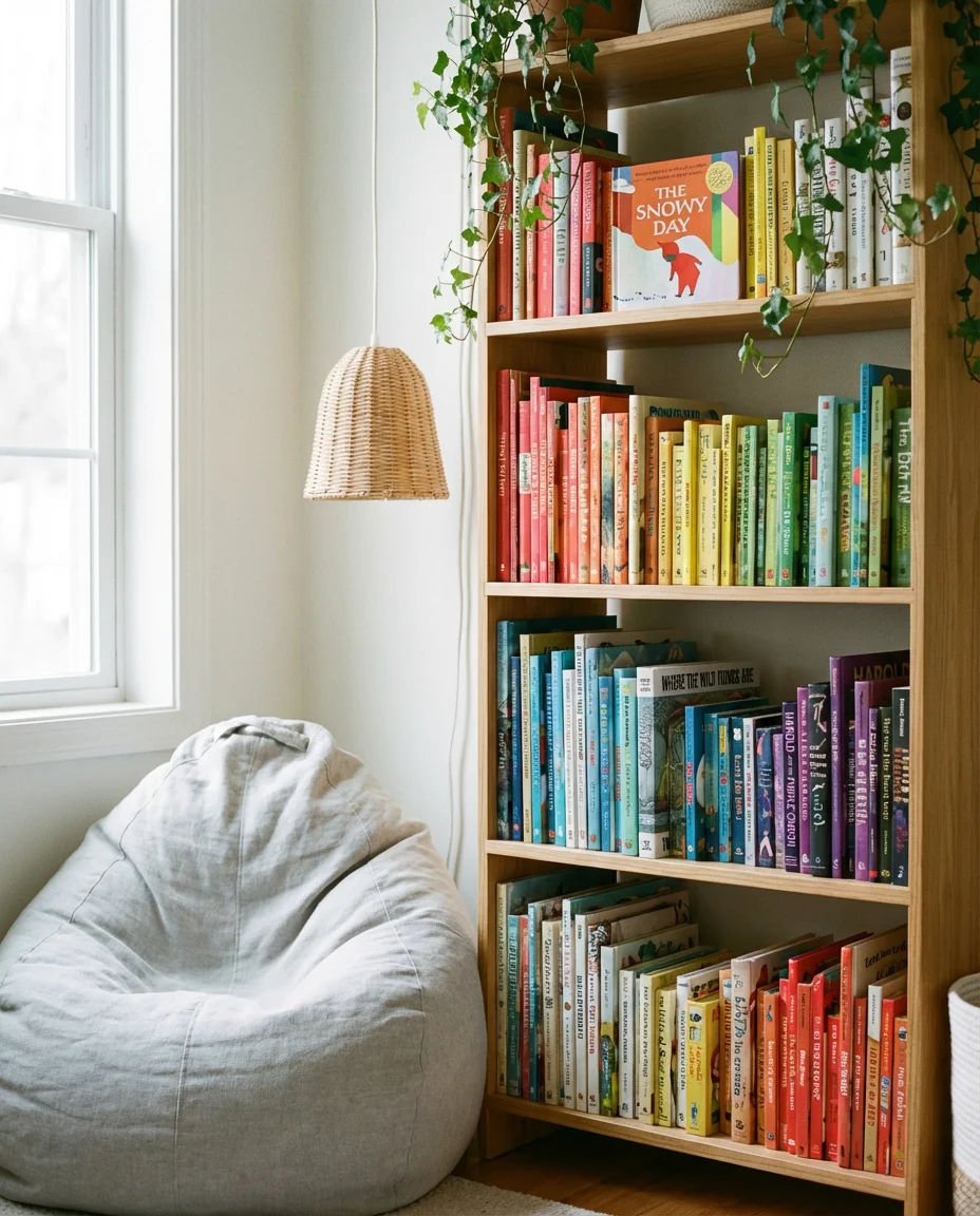 Playroom Book Nook with Low Shelves 2