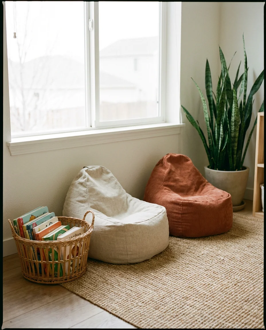 Preschool Cozy Reading Corner with Bean Bags 2