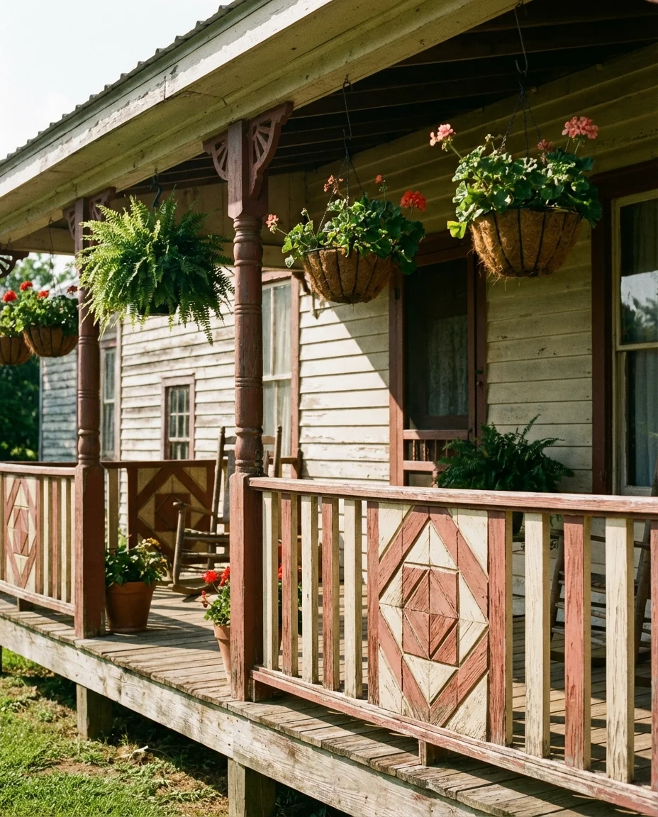 Quilt Pattern Railing for Folk Art Charm 1