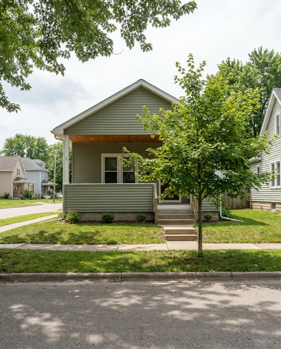 Ranch House Siding with Horizontal Lap and Stone Base 2