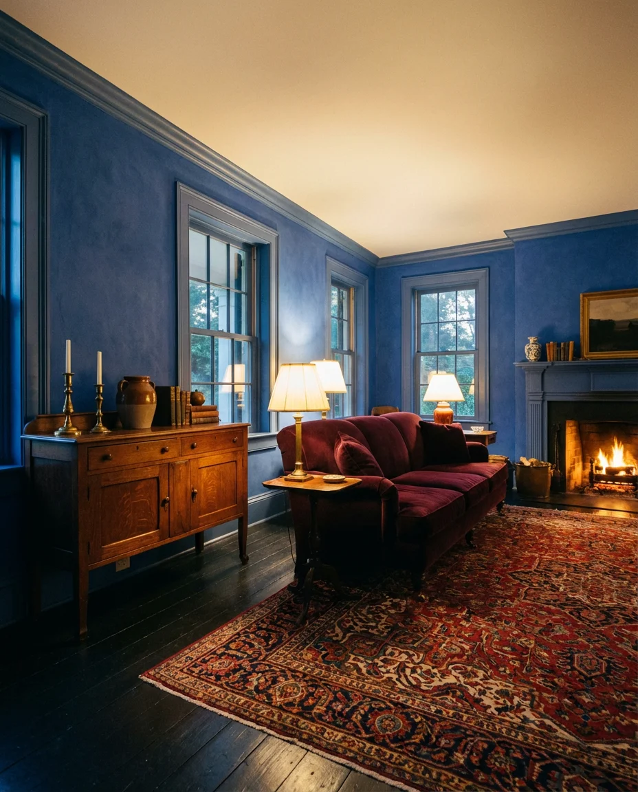 Red and Blue Heritage Living Room 1