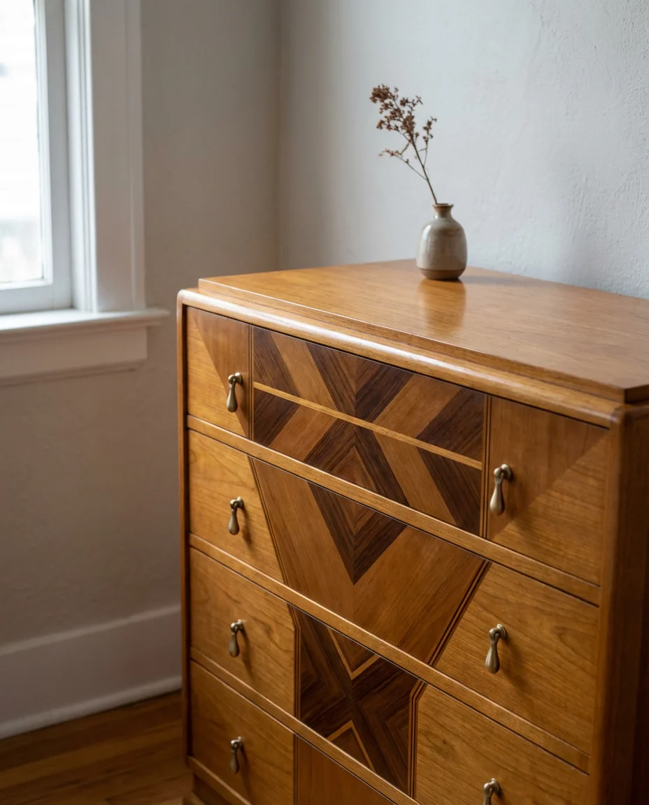 Refinished Art Deco Dresser with Brass Hardware 1