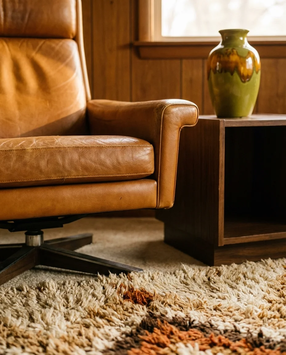 Retro 70s Living Room Revival with Shag Rug 2