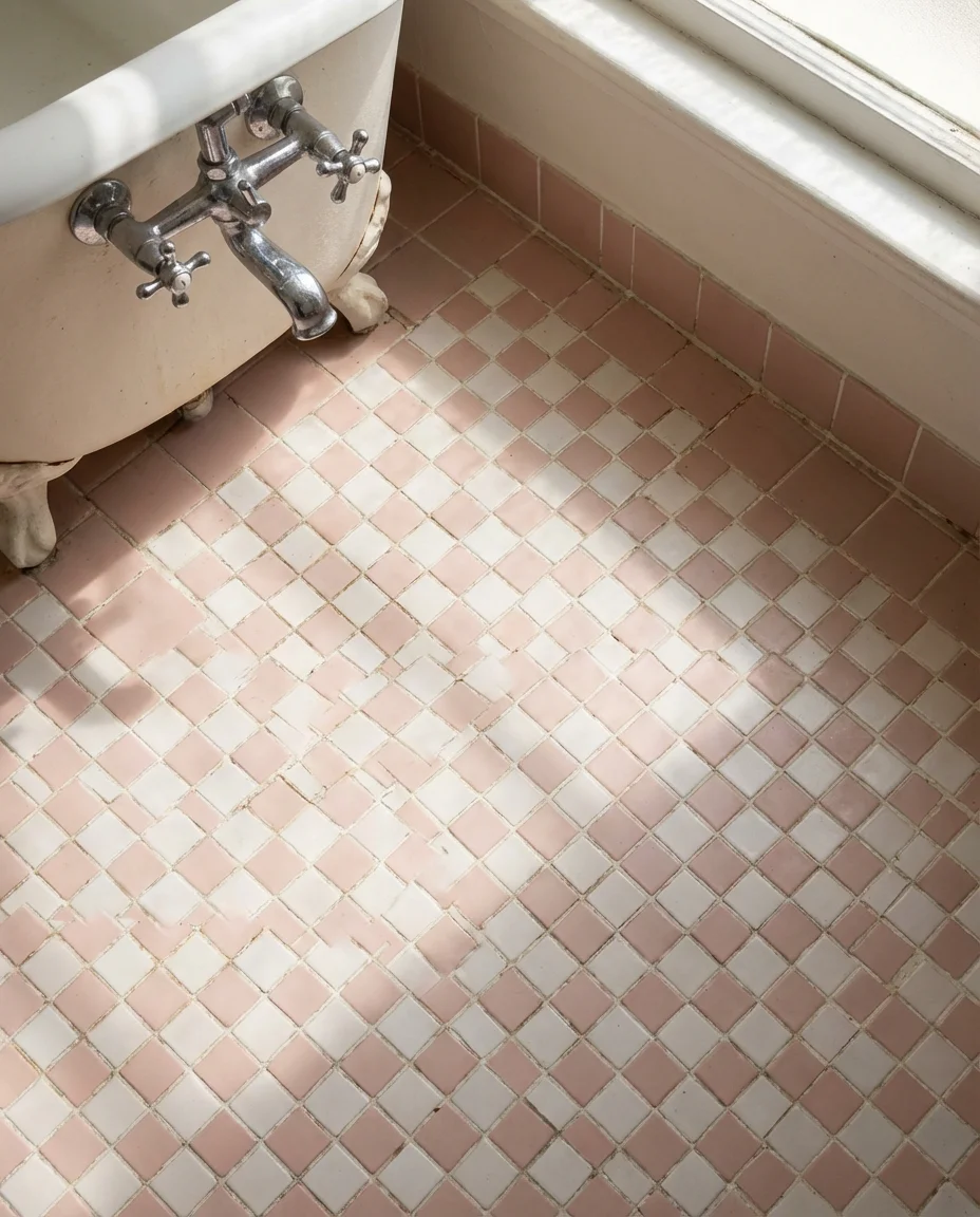 Retro Pink Checkerboard Floor 1