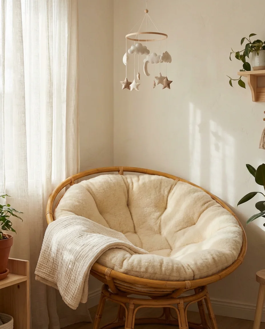 Rocking Papasan Chair for Nurseries and Calm Spaces 1