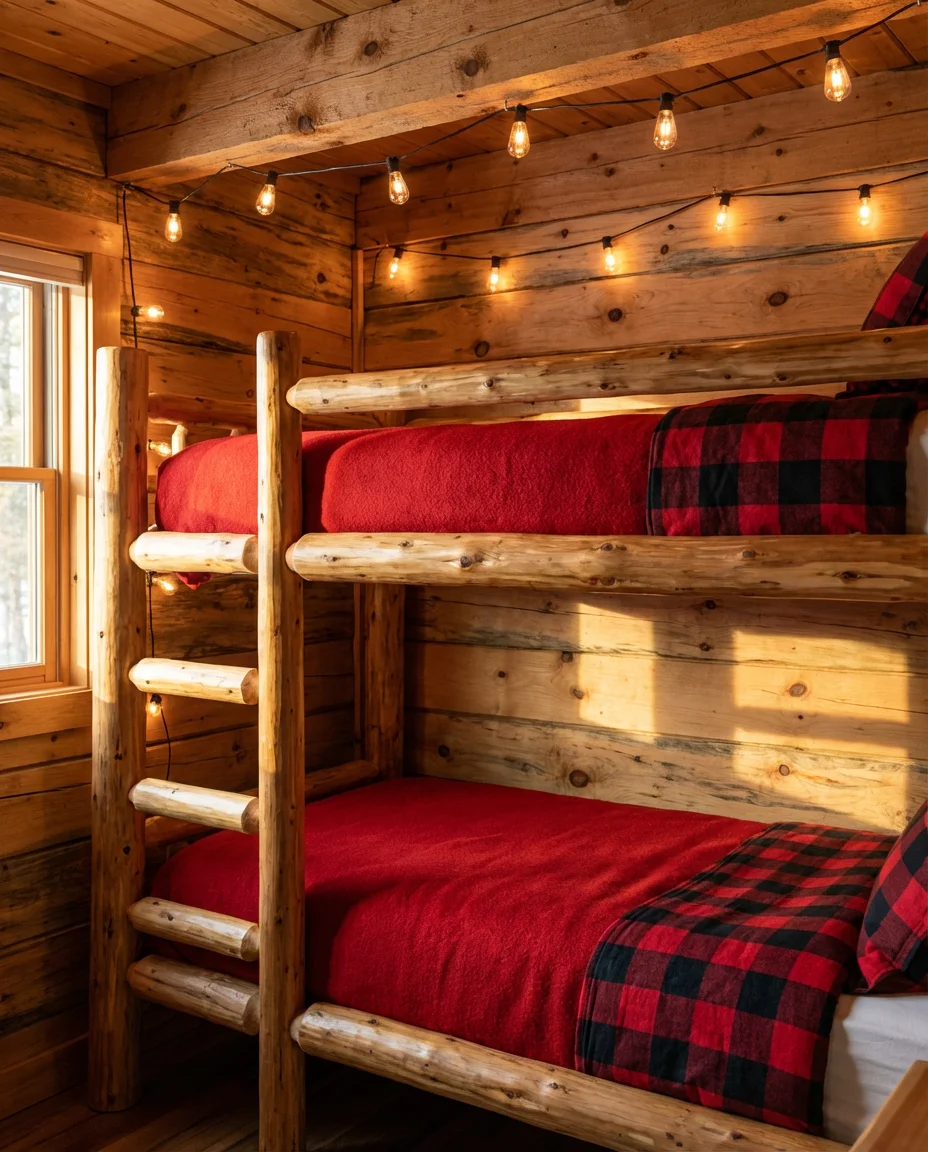 Rustic Cabin Bunk Beds in Wood 1