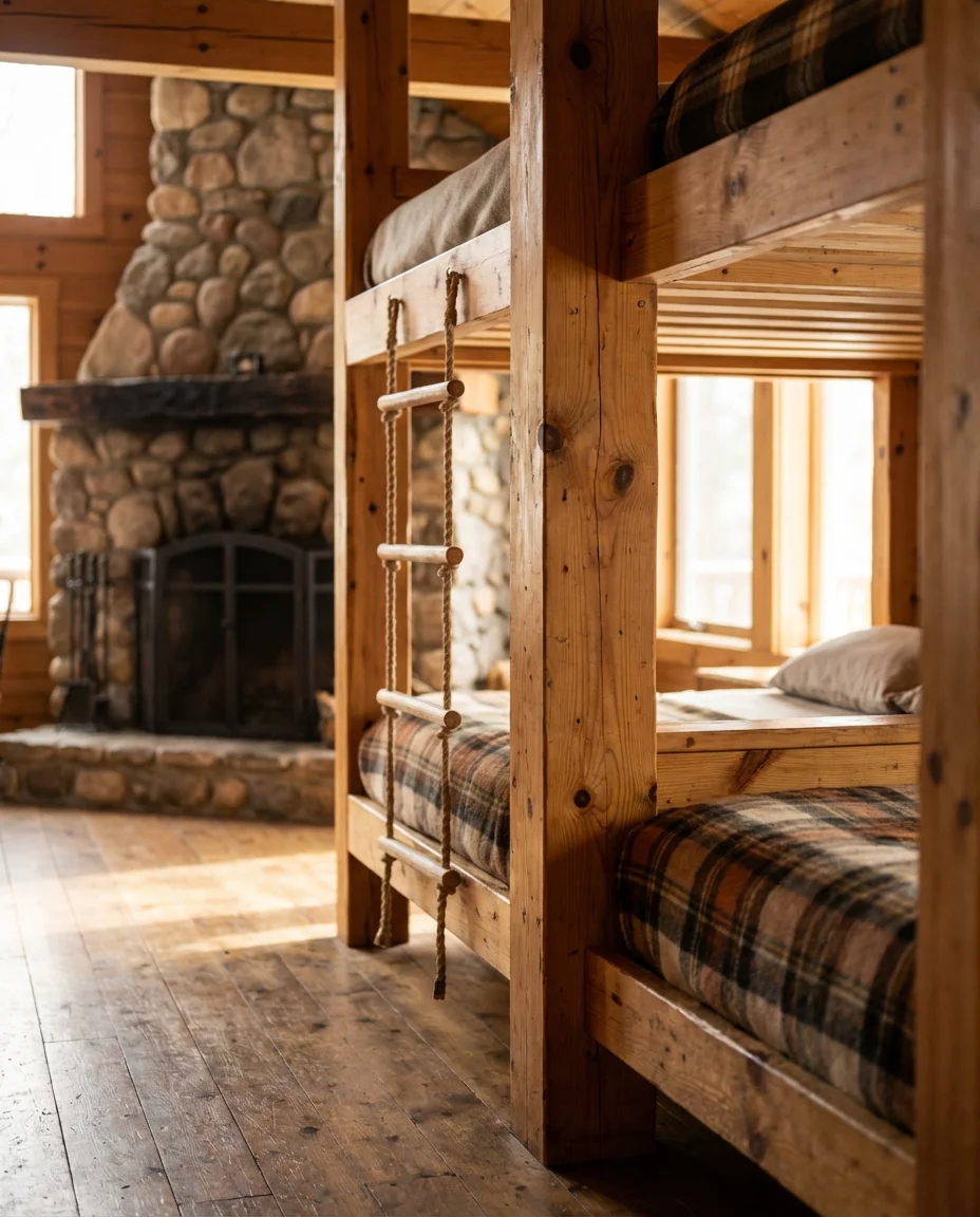 Rustic Cabin Bunk Beds in Wood 2
