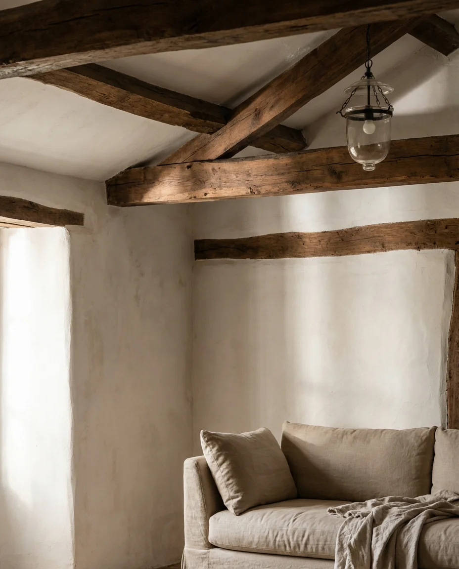 Rustic Living Room with Exposed Wood Beams 2